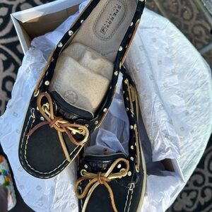 Sperry Boat Shoe - Angelfish - Gold Dots/Black